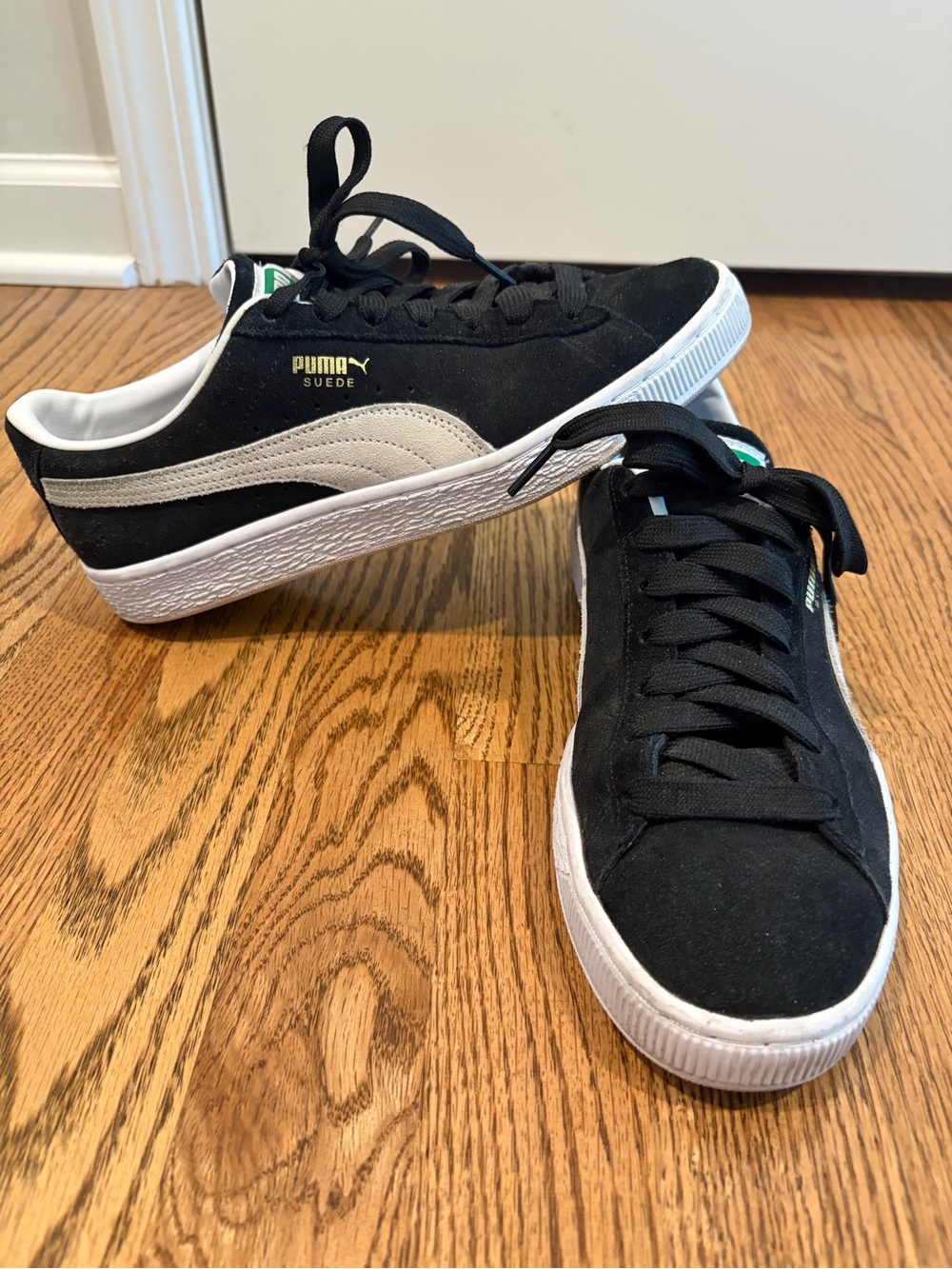 Puma Black Suede Sneakers with White Formstrip